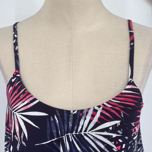 New Express Navy Blue Pink White Palm Tree Leaves‎ Print Stretch Mini Dress XS - Picture 4 of 14